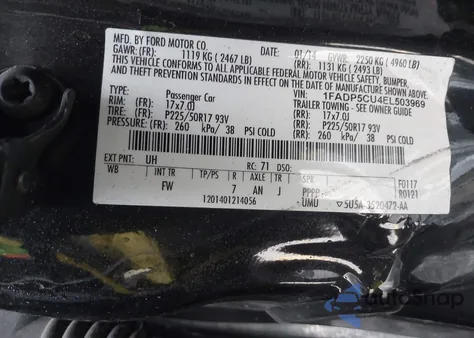 2014 Ford C-Max Energi Sel z USA, uszkodzony, nr VIN 1FADP5CU4EL503969